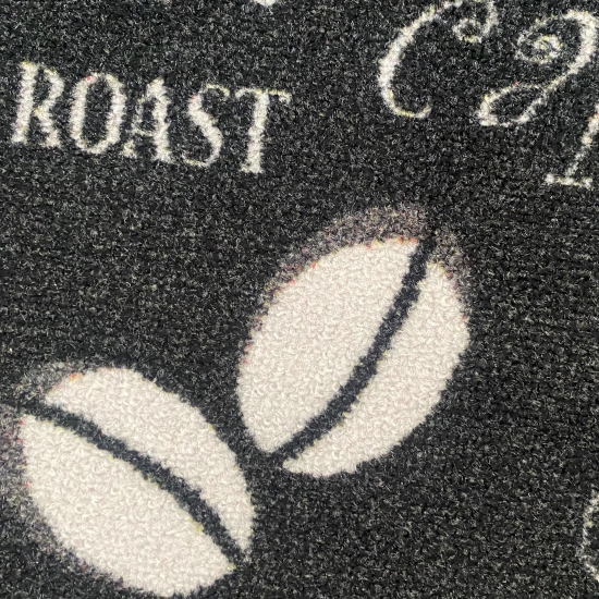 Teppich waschbar mit Coffee Schriftzug in schwarz