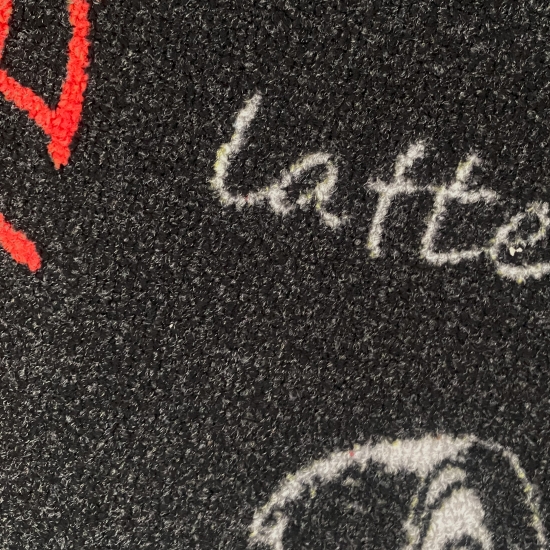 Teppich waschbar mit Coffee Schriftzug in schwarz