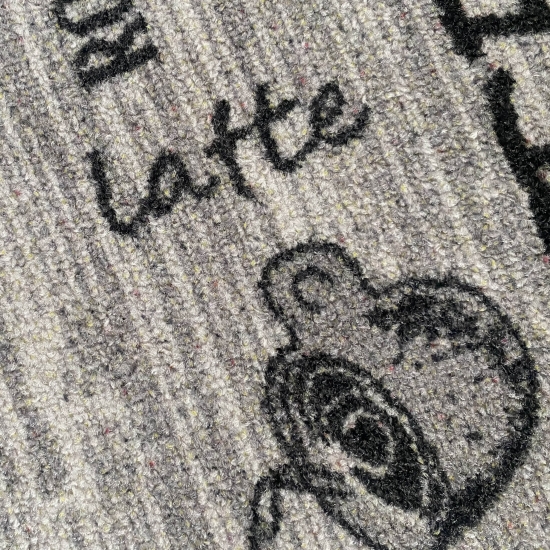 Preview: Teppich Küche mit Schriftzug Coffee in Sisal Optik in grau