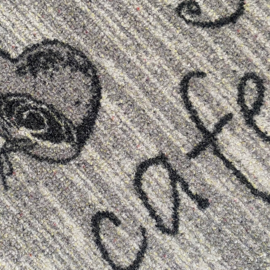 Teppich Küche mit Schriftzug Coffee in Sisal Optik in grau