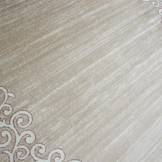 Preview: Moderner Teppich mit Glitzergarn Floral Muster Meliert in Beige Creme