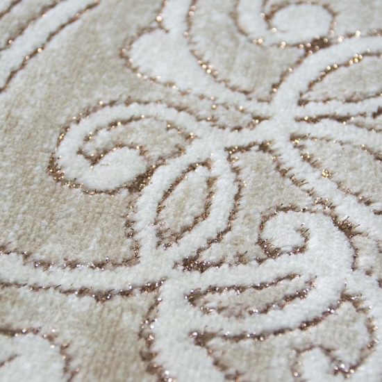 Preview: Moderner Teppich mit Glitzergarn Floral Muster Meliert in Beige Creme