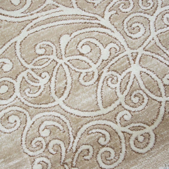 Preview: Moderner Teppich mit Glitzergarn Floral Muster Meliert in Beige Creme