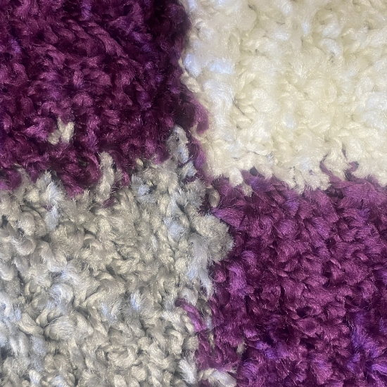 Weicher Shaggy Teppich Mehrfarbig Lila Grau Creme – moderner Hochflor Teppich flauschig pflegeleicht