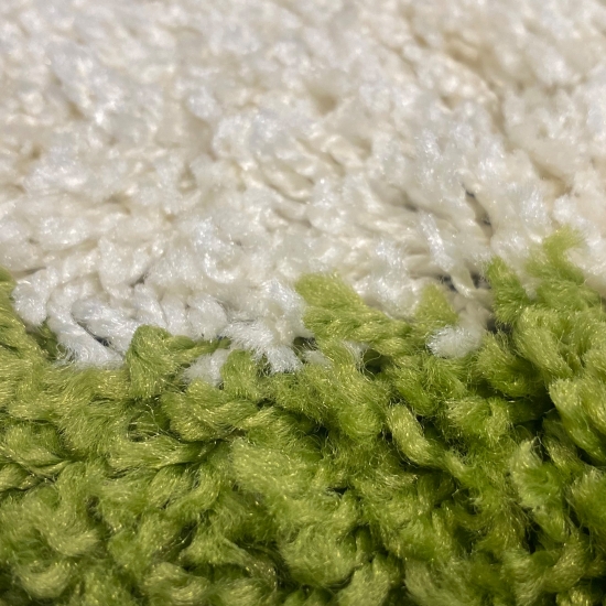 Weicher Shaggy Teppich Mehrfarbig Grün Grau Creme – moderner Hochflor Teppich