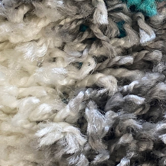 Weicher Shaggy Teppich Mehrfarbig Türkis Grau Creme – moderner Hochflor Teppich