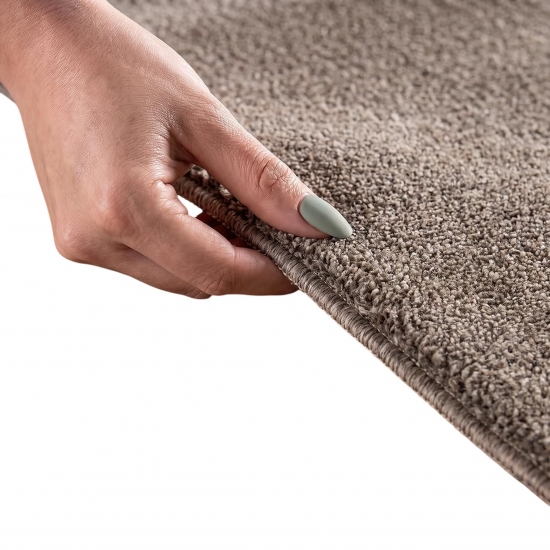 Pflegeleichter Kurzflor Teppich Taupe mit weicher Oberfläche