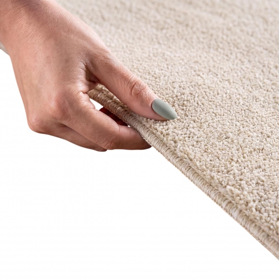 Pflegeleichter Kurzflor Teppich Creme Braun mit Rautenmuster