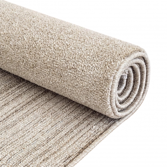 Pflegeleichter Kurzflor Teppich Creme Braun mit Rautenmuster