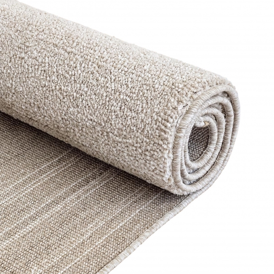 Pflegeleichter Kurzflor Teppich Beige mit dezentem Karomuster