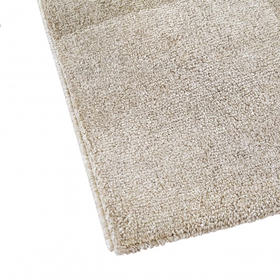 Pflegeleichter Kurzflor Teppich Beige mit dezentem Karomuster