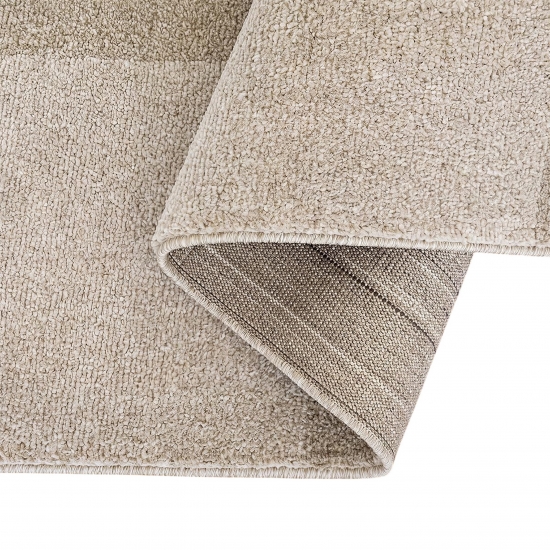 Pflegeleichter Kurzflor Teppich Beige mit dezentem Karomuster
