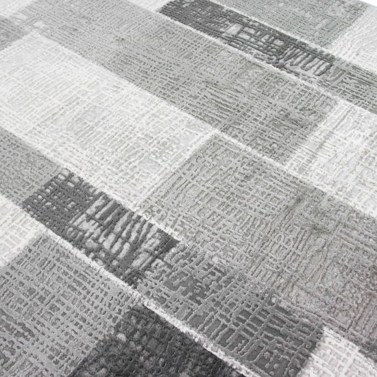 Designer Teppich Wolle in Grau Creme