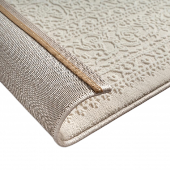 Teppich Creme Ornament Muster pflegeleicht aus recyceltem Material