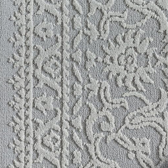 Teppich Grau Ornament Muster pflegeleicht aus recyceltem Material