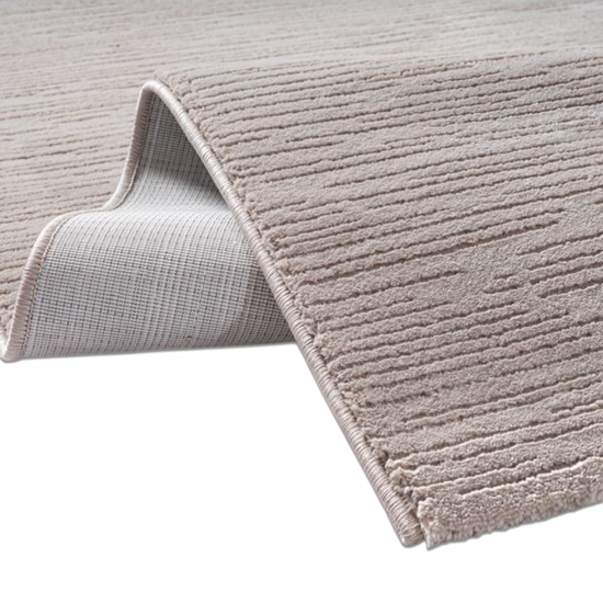 Moderner Teppich mit Struktur und Liniendesign pflegeleicht Beige