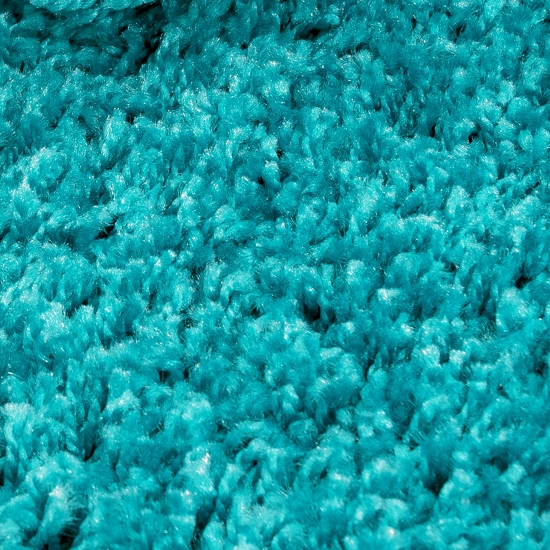 Preview: Weicher Shaggy Teppich in Türkis – pflegeleichter Hochflor für frische Wohnräume