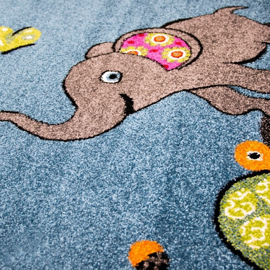 Kinderzimmer Teppich Zootiere in blau