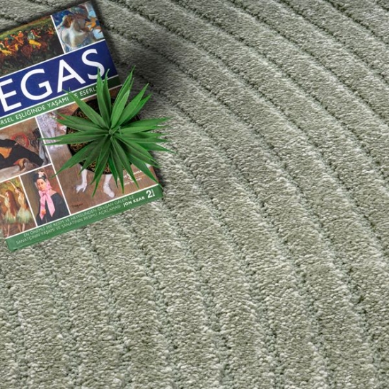 Preview: Teppich grün strukturiert pflegeleicht alltagstauglich für Wohnbereiche