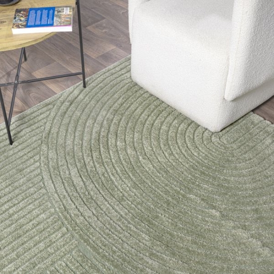 Preview: Teppich grün strukturiert pflegeleicht alltagstauglich für Wohnbereiche