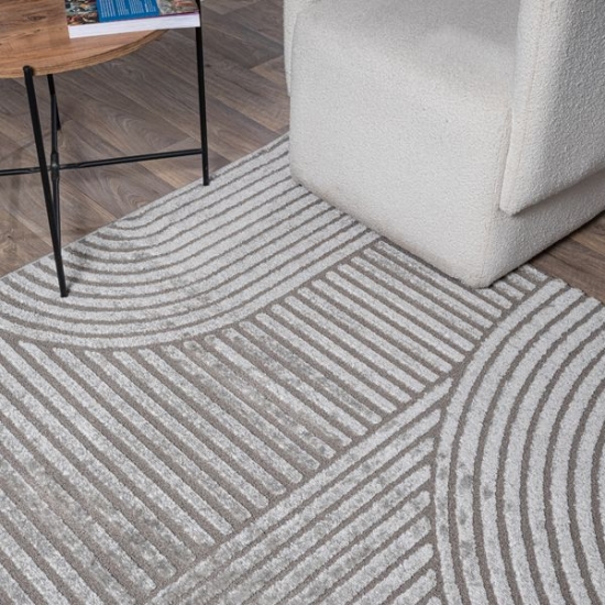 Preview: Teppich grau strukturiert pflegeleicht & robust für Wohnbereiche