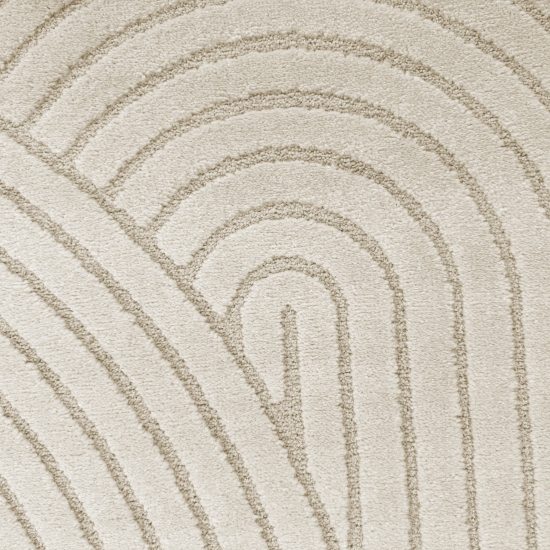 Moderner Wohnzimmerteppich mit elegantem Bogenmuster in Creme