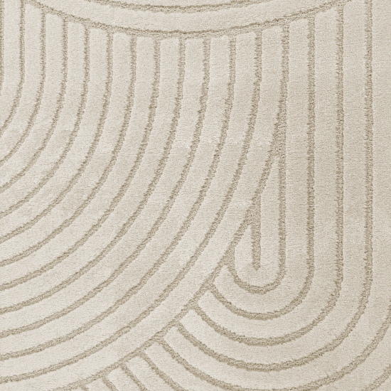 Moderner Wohnzimmerteppich mit elegantem Bogenmuster in Creme