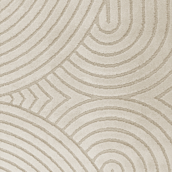 Moderner Wohnzimmerteppich mit elegantem Bogenmuster in Creme