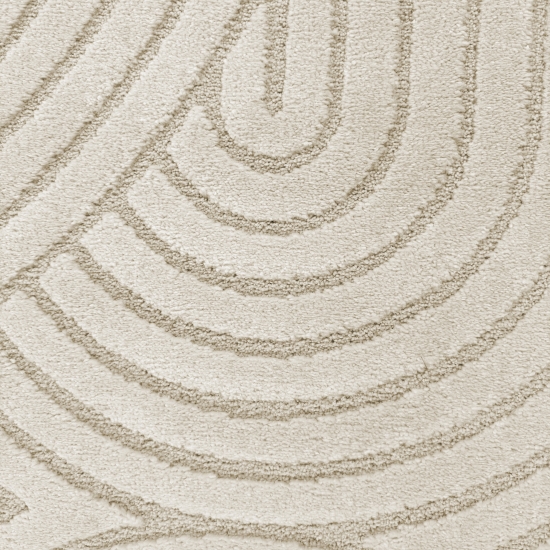Moderner Wohnzimmerteppich mit elegantem Bogenmuster in Creme