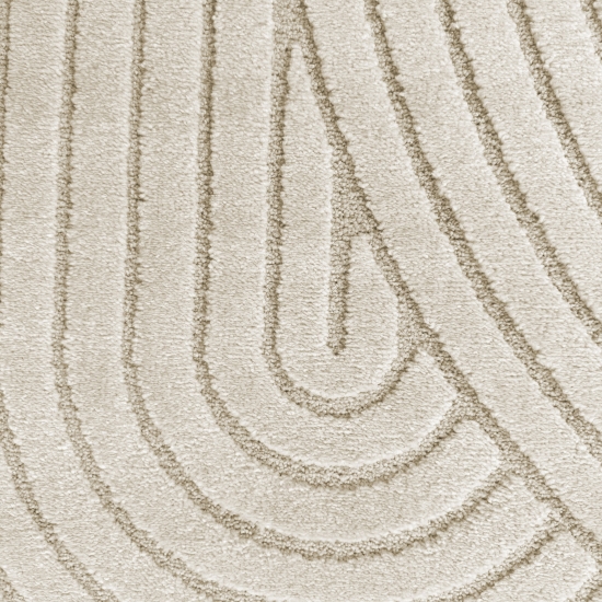 Moderner Wohnzimmerteppich mit elegantem Bogenmuster in Creme