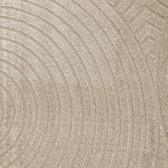 Moderner Teppich mit geometrischem Bogenmuster in stilvollem beige