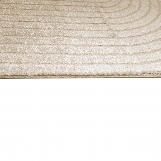 Moderner Teppich mit geometrischem Bogenmuster in stilvollem beige