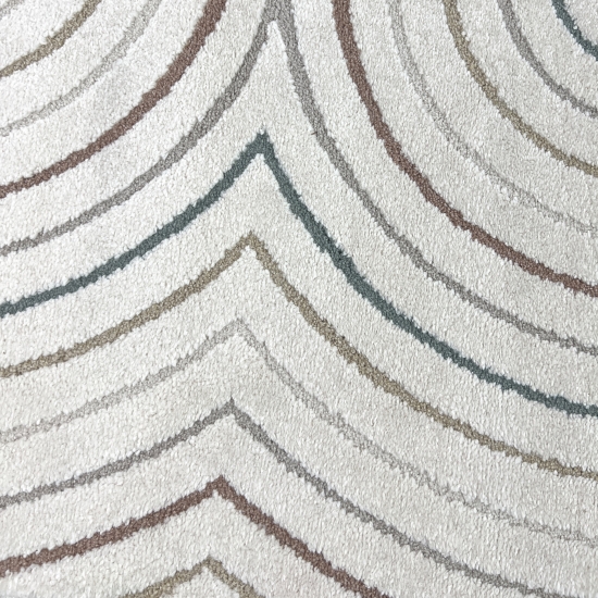 Preview: Moderner Teppich mit Bogenmuster in Beige und bunten Akzenten