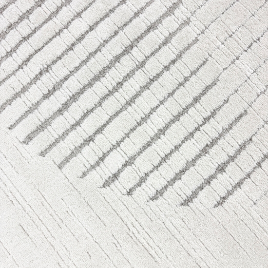 Preview: Wohnzimmerteppich Schlafzimmerteppich hoch mordernes Kreis  Design mit strichen | creme beige