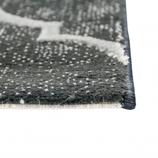 Designer Teppich Marokko Wohnzimmerteppich Orient in Grau Schwarz