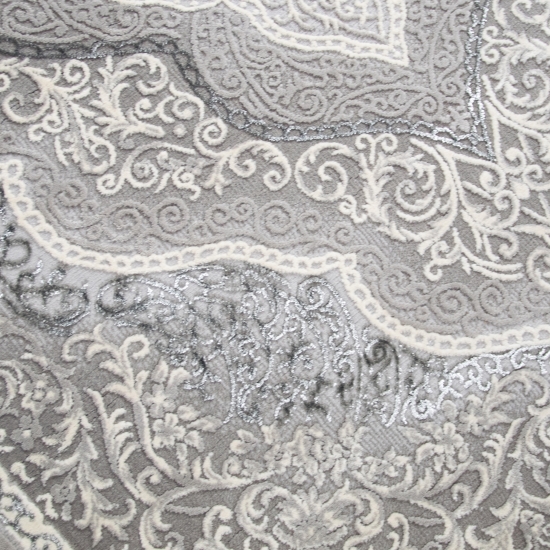 Designer Teppich Orient in Grau Silber Beige