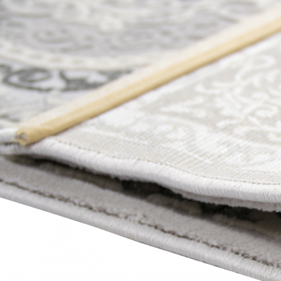 Designer Teppich Orient in Grau Silber Beige
