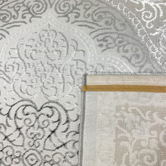 Designer Teppich Orient in Grau Silber Beige