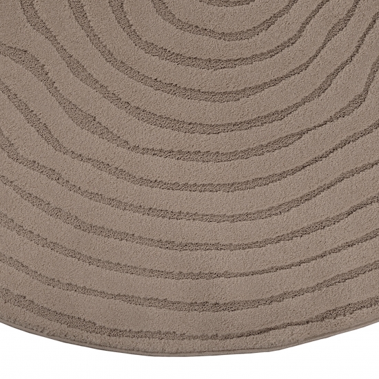 Preview: Runder Teppich braun strukturiert pflegeleicht & robust für Wohnbereiche