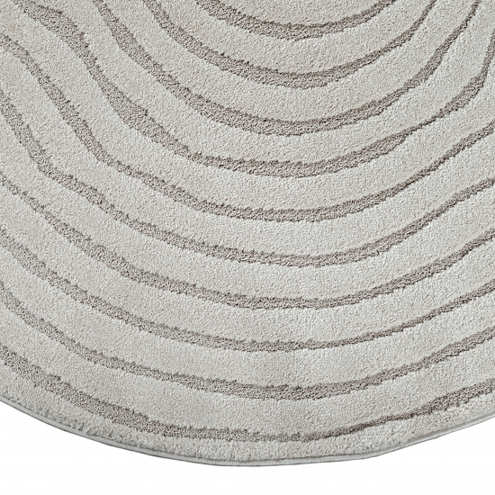 Preview: Runder Teppich grau strukturiert pflegeleicht & robust für Wohnbereiche