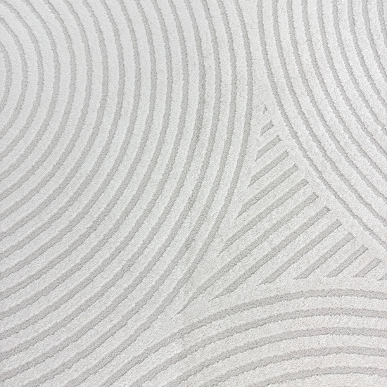 Eleganter Wohnzimmerteppich mit geometrischem Kreismuster in Creme