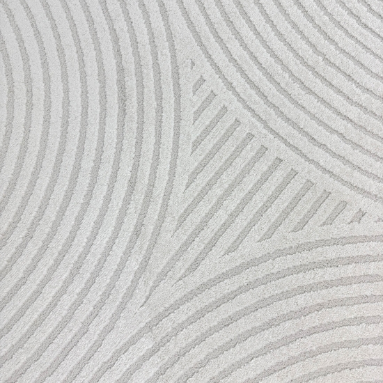 Eleganter Wohnzimmerteppich mit geometrischem Kreismuster in Creme