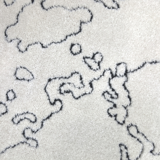 Preview: Runder Kinderzimmerteppich 3D-Effekt Weltkarte als Muster in creme