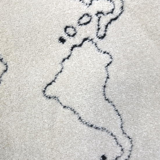 Preview: Runder Kinderzimmerteppich 3D-Effekt Weltkarte als Muster in creme