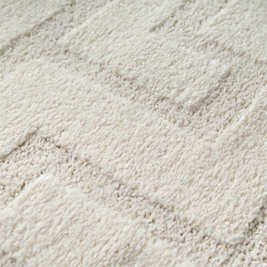 Preview: Teppich in creme pflegeleicht mit modernem Muster für jeden Wohnraum