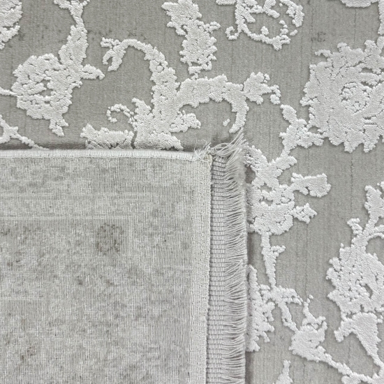 Wollteppich Beige Ornamentmuster Vintage edel Glanzoptik für Schlafzimmer Wohnzimmer