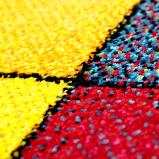 Teppich buntes Rautenmuster grün gelb orange