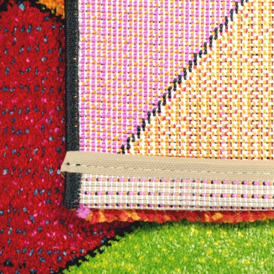 Teppich buntes Rautenmuster grün gelb orange