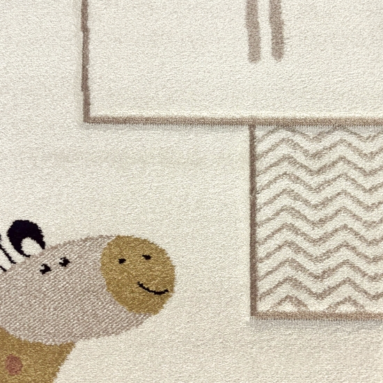 Kinderteppich mit Tieren & Hüpfspiel Weich, Pflegeleicht & Strapazierfähig in creme