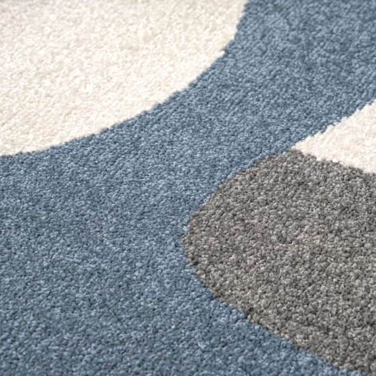 Preview: Runder Spielteppich Blau mit Monster Gesicht
